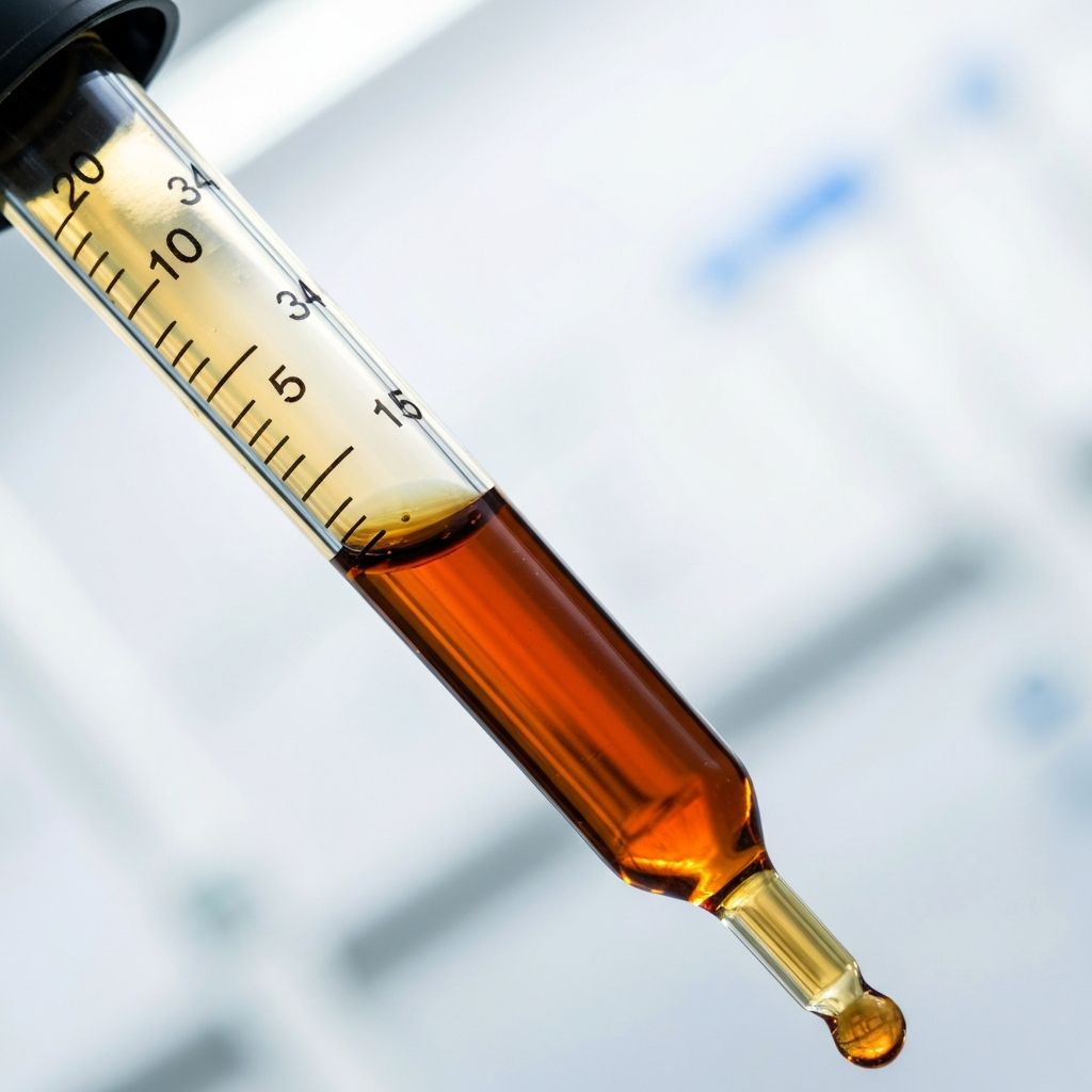 Laboratory pipette with amber liquid